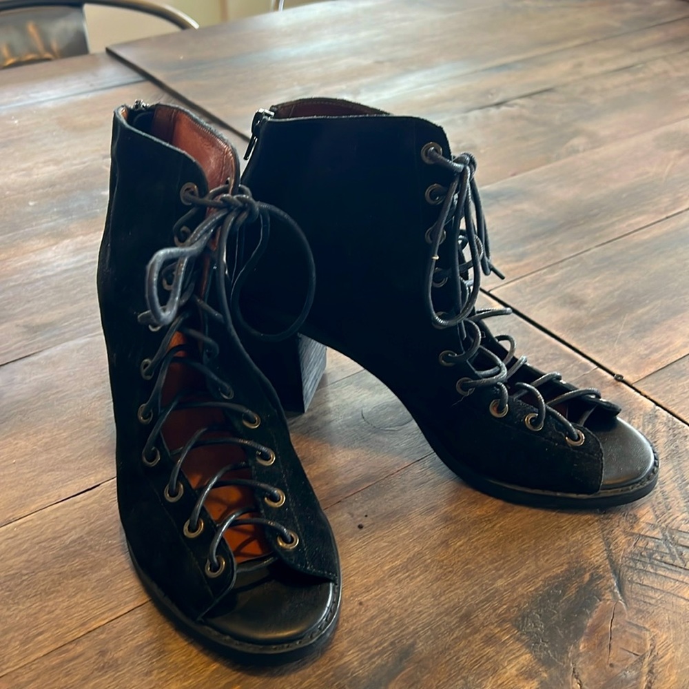 Cora sexy black lace up heels